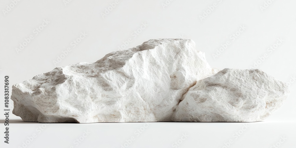 Obraz premium Close-up of chalk rock, white and chalky texture, isolated on white