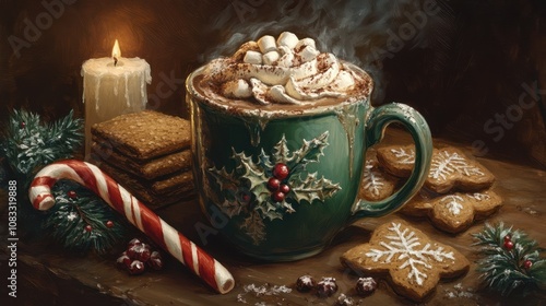 Wallpaper Mural Cozy Mug of Hot Cocoa with Holiday Treats Torontodigital.ca