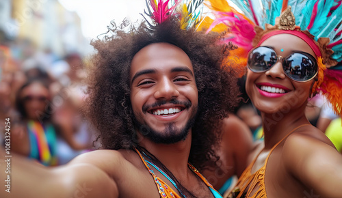 Happy people at festival photo