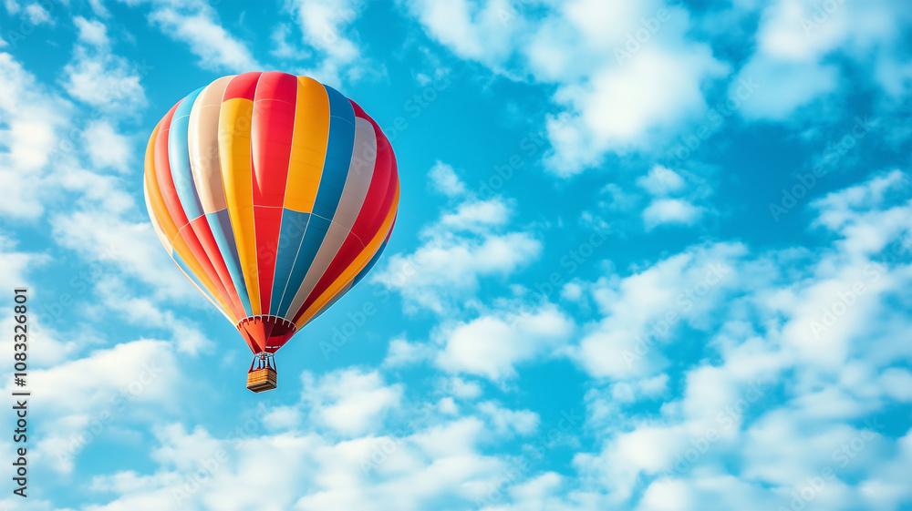 Fototapeta premium 青空に浮かぶカラフルな熱気球