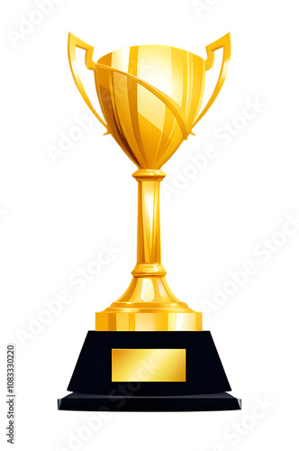 A sleek, modern graphic design of a golden trophy with abstract shapes and lines, symbolizing achievement and success.