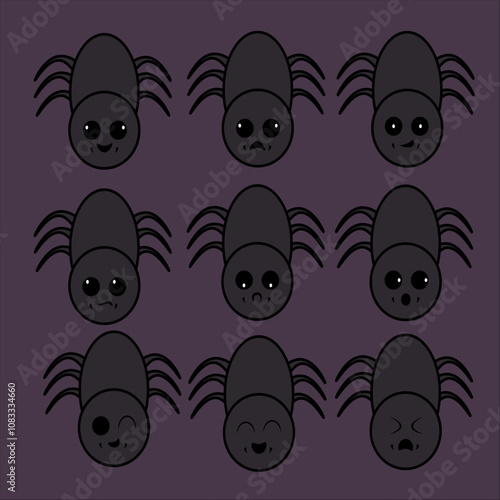 flat design of spider expression image photo