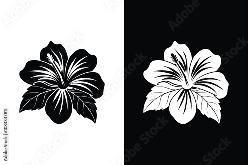 Beautiful Hibiscus Flower Silhouettes. Perfect for Tropical Designs