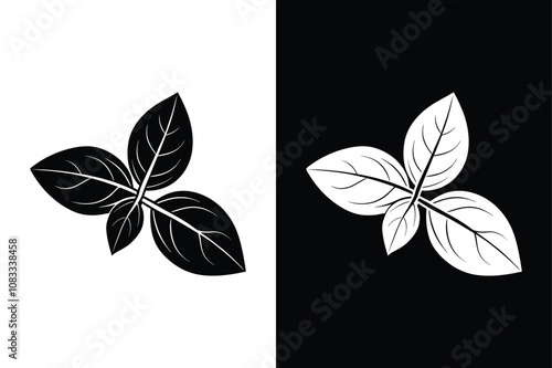 Timeless Basil Glyph Icon. Black and White Vector Art