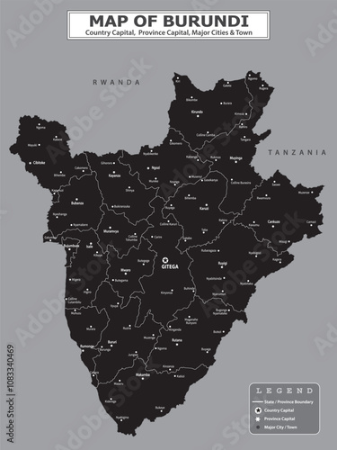 African Countries Geography Political map. Political map of country with capital, province or state capital, major cities and town.