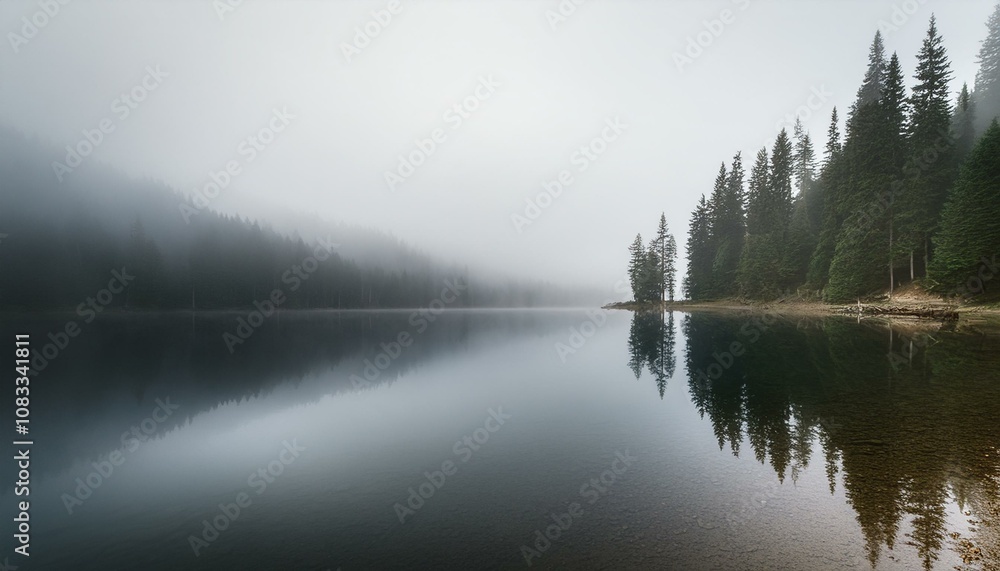 Fototapeta premium Mysty lake in the foggy woods