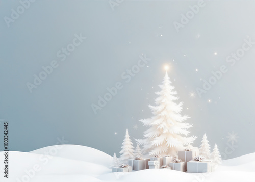 クリスマスツリーのある空間 キンと冷えた冬の気温 ぬくもりを感じる光景 A space with a Christmas tree, cold winter temperatures, and warmth.