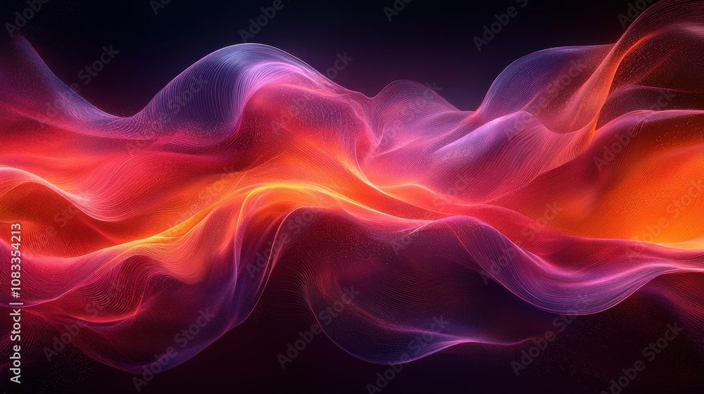 custom made wallpaper toronto digitalColorful abstract wave pattern flowing through a dark backdrop with vibrant red, purple, and orange hues blending together gracefully