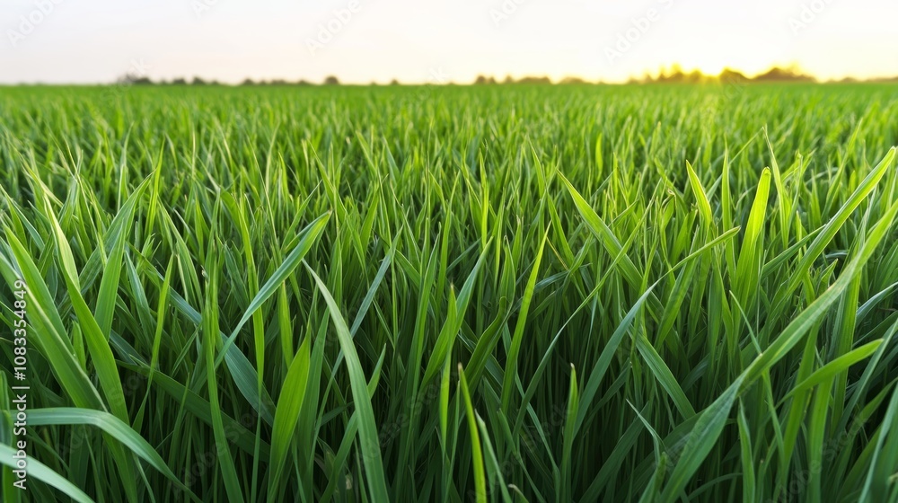 Obraz premium Abstract natural backgrounds green grass in sunset light Copy space