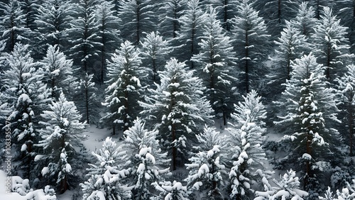 Pine trees blanketed in snow in maines acadia national park on a quiet winter day, Ai Generated photo