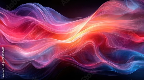 Wallpaper Mural Colorful abstract waves flowing gracefully across a dark background, creating a mesmerizing visual effect of light and movement Torontodigital.ca