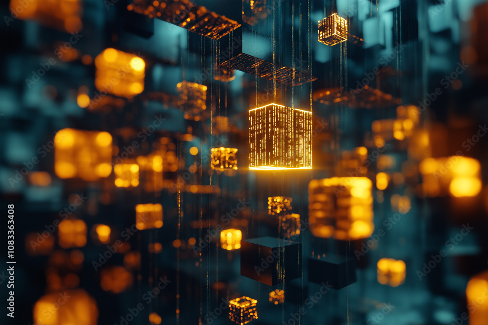 Obraz premium Data flow by using big data binary code 