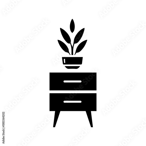 Simple Vector Icon of a bedside table – Logo Design Illustration