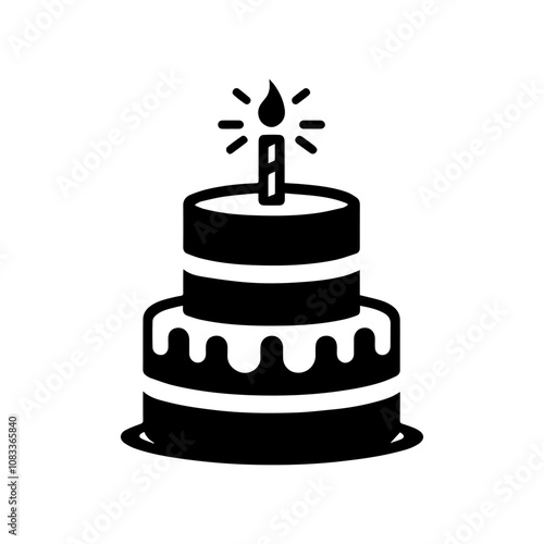 Simple Vector Icon of a brithday cake – Logo Design Illustration
