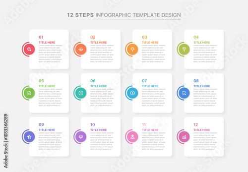 Yearly Planner Organizer Infographic Template Design with Twelve Options