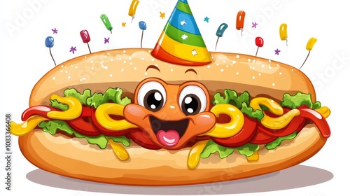 Cheerful Cartoon Hoagie Celebrating a Special Day photo