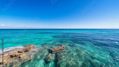 View of the Indian Ocean from the lookout at Buffalo beach near Bunbury western Australia on a fine day in late summer