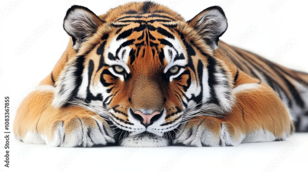 Obraz premium full body tiger on white background.