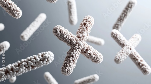 X chromosome against the background of DNA Chromosomes and DNA3D rendering photo