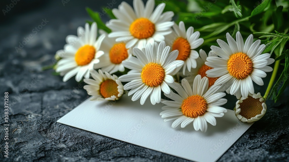 Obraz premium Beautiful Daisies Bouquet with Blank Card Note