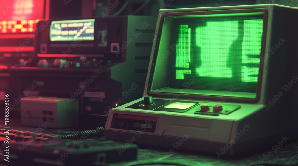 Obraz premium Retro Computer with Green Screen