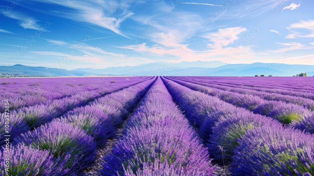 Obraz premium Lavender Field Stretching to the Horizon in Provence