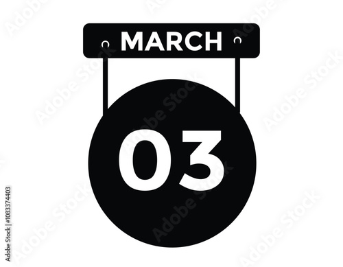 March 3 calendar icon Date Month calendar icon vector illustration