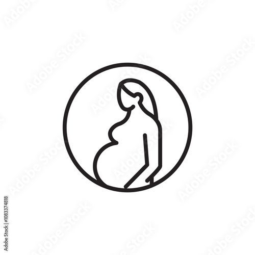 Pregnancy thin line vector icon