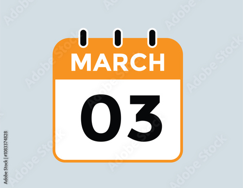 March 3 calendar icon Date Month calendar icon vector illustration