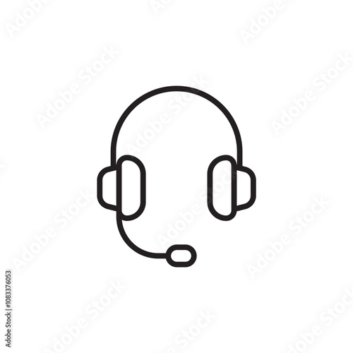 Support Headset thin line vector icon