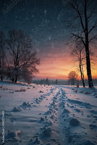 sunset in the winter