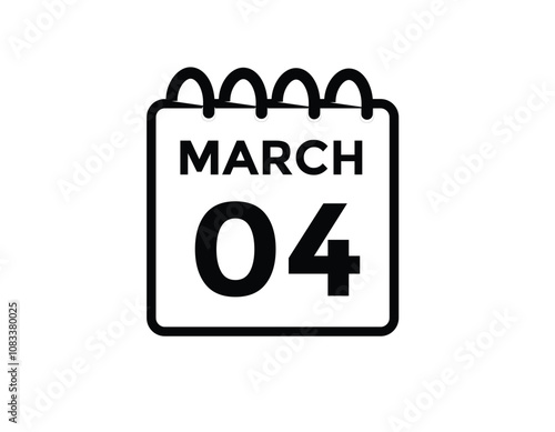 March 4 calendar icon Date Month calendar icon vector illustration
