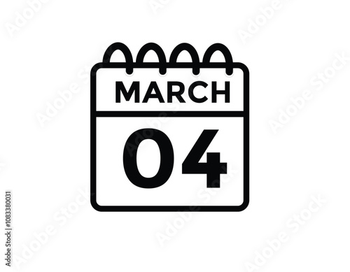 March 4 calendar icon Date Month calendar icon vector illustration
