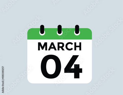 March 4 calendar icon Date Month calendar icon vector illustration
