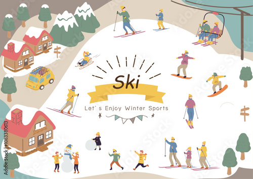 ウインタースポーツを楽しむ人達