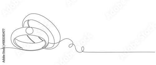 Wedding rings line art style vector illustration