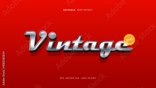 Vintage car text effect, editable chrome script text style.