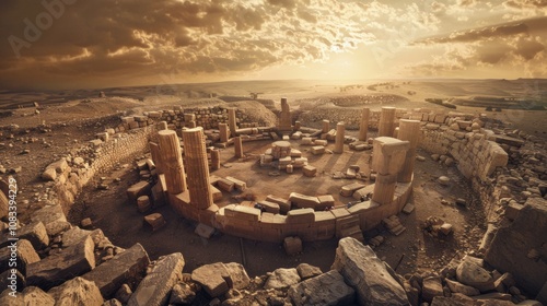 Ancient Gobekli Tepe Site with Stunning Sunlight View