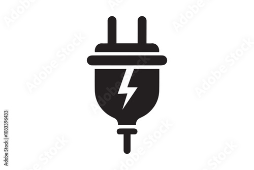 electric plug vector silhouette isolated in white background