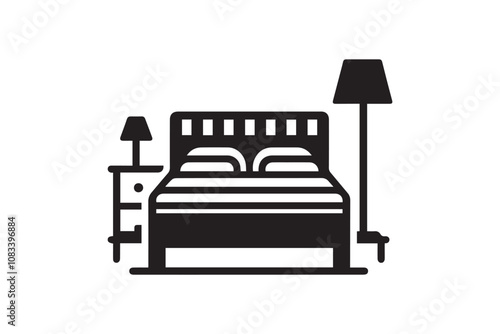 sleeping bed vector silhouette isolated in white background