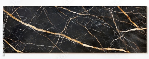 Detailed black marble with metallic flecks and high contrast lighting, creating a polished, luxurious feel ideal for modern and elegant interiors photo