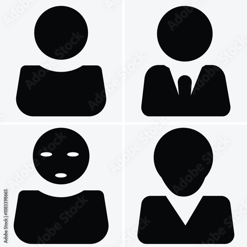 User profile or man icons black and white vector person symbols minimalistic design photo