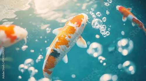Koi Fish Swimming in a Pond