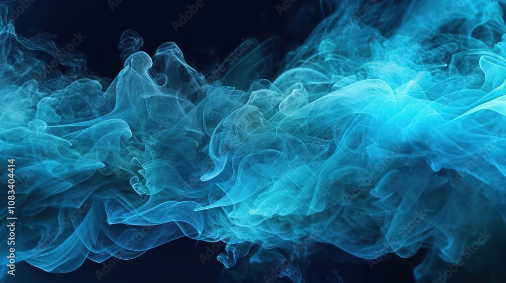 Fototapeta premium Wonderful Abstract blue smoke on a black background
