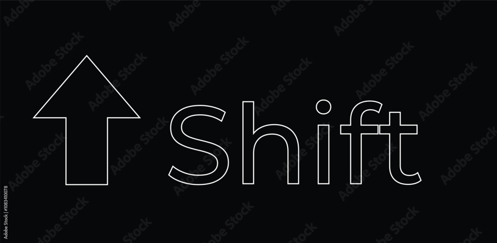 Fototapeta premium Shift Icon Keyboard Button Design. Collection of icons for web. Black and white outline shift button icon. Isolated vector sign symbol.