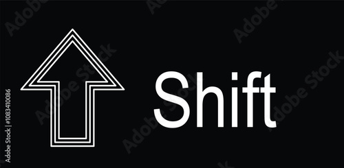 Shift Icon Keyboard Button Design. Collection of icons for web. Black and white outline shift button icon. Isolated vector sign symbol.