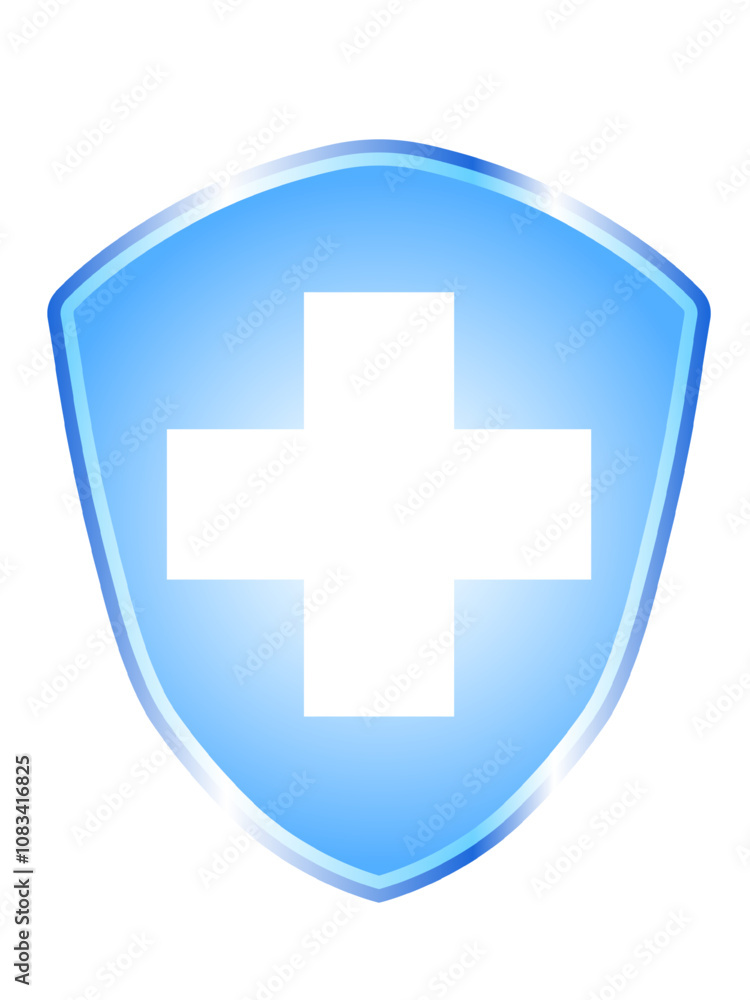 Fototapeta premium A minimalist blue medical shield