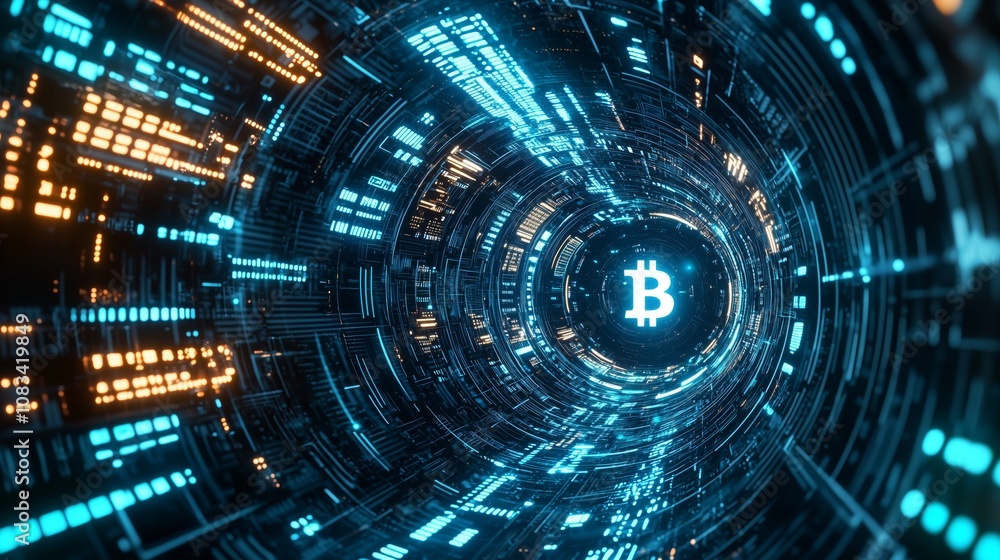 Fototapeta premium Digital Bitcoin Network