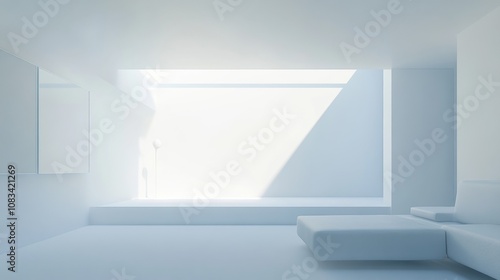 Wallpaper Mural A futuristic minimalist living space with a white canvas backdrop, Sparse yet futuristic furniture arrangement, Futuristic minimalism style Torontodigital.ca