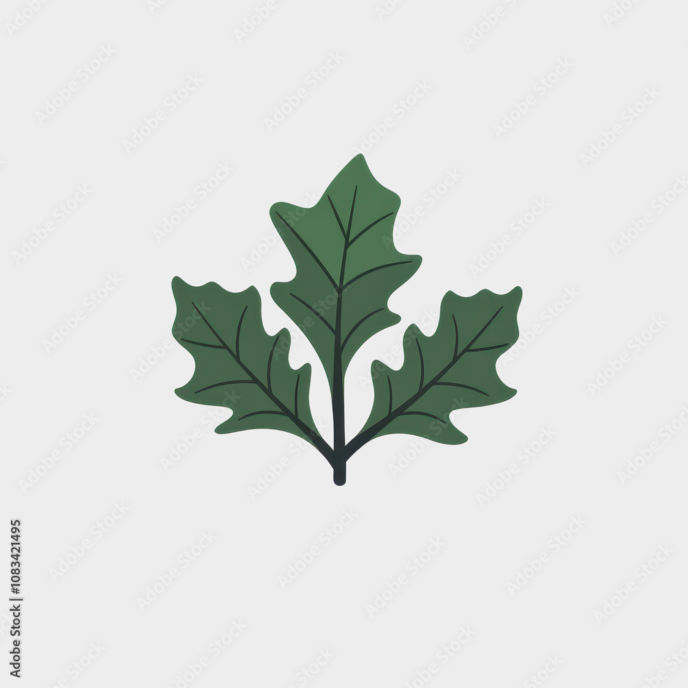 Fototapeta premium Elegant Green Leaf Illustration on a Minimalist Background, Perfect for Eco-friendly Designs, Nature Themes, or Botanical Projects and Concepts